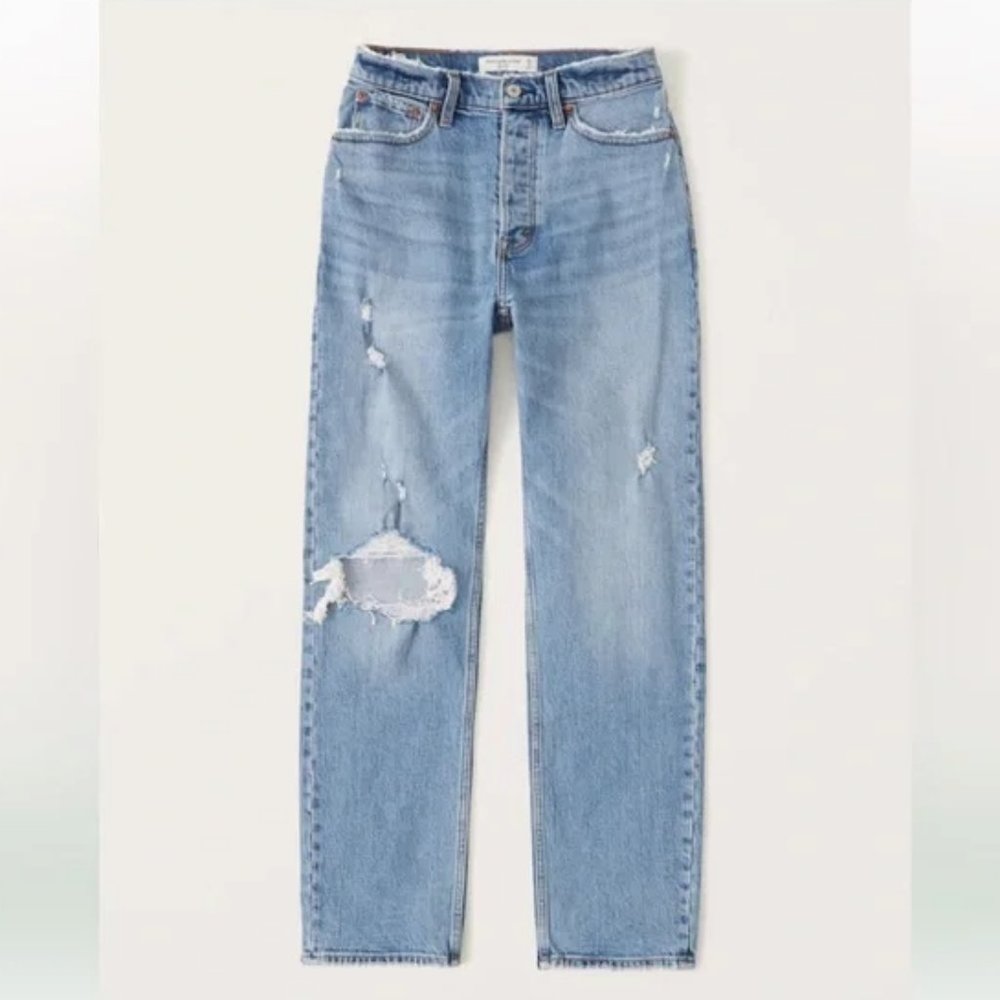 A&F The Dad High Rise Distressed Denim Jeans